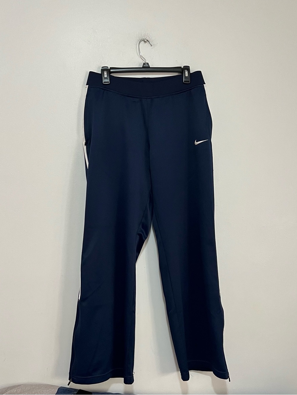 Nike Navy Track Pants with White Swoosh Detailing
